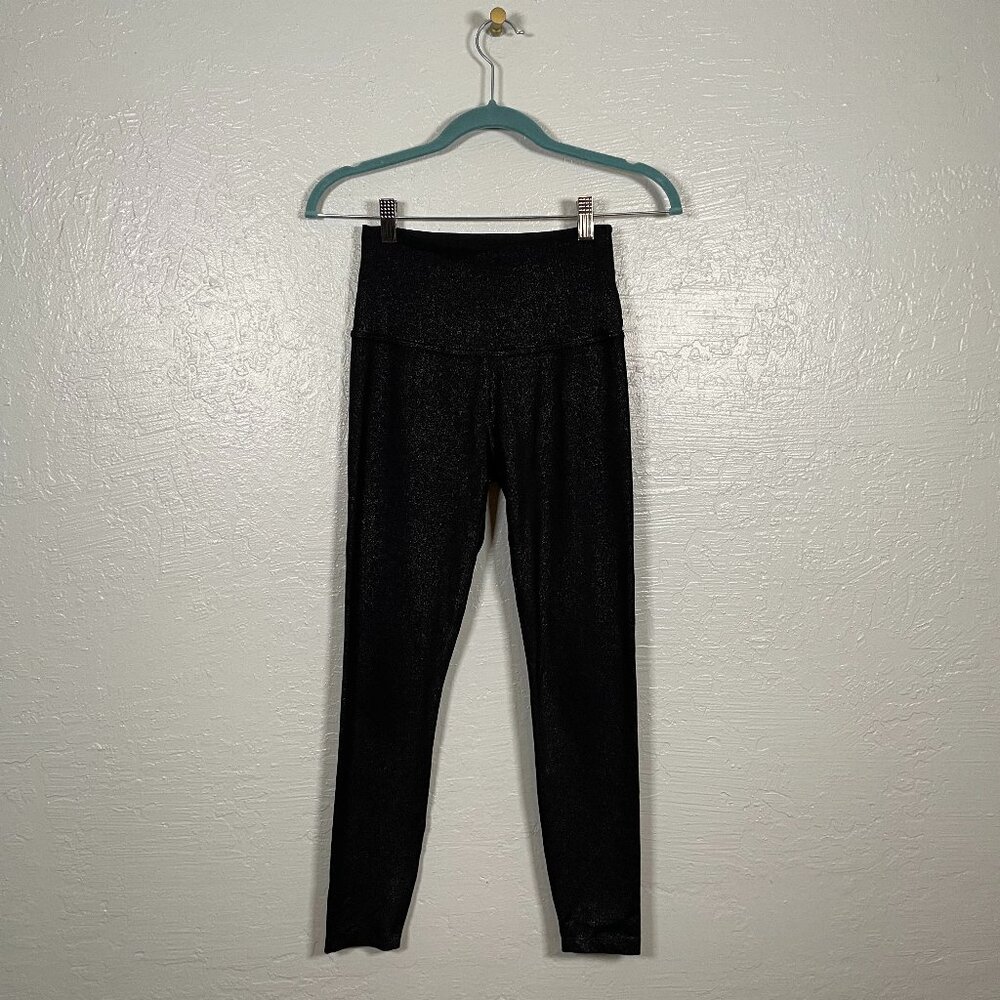 Beyond Yoga Women S Silver Black Glitter Sparkle High Waisted Midi Leggings